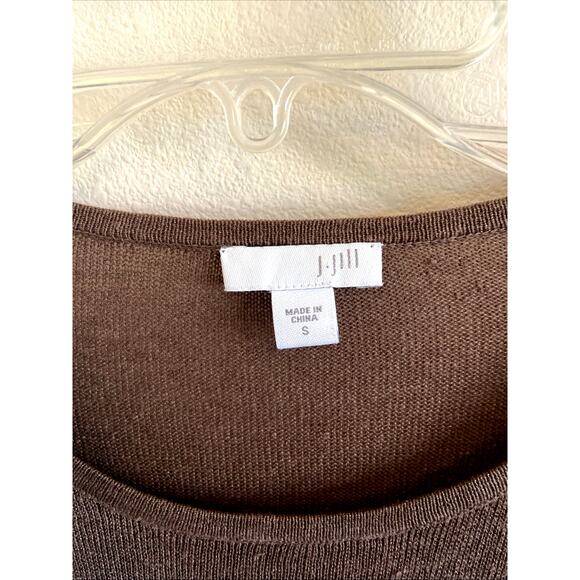 J Jill Brown Linen Viscose Vneck Sheer Resort Dress Swim Coverup Womens Small - Picture 4 of 8